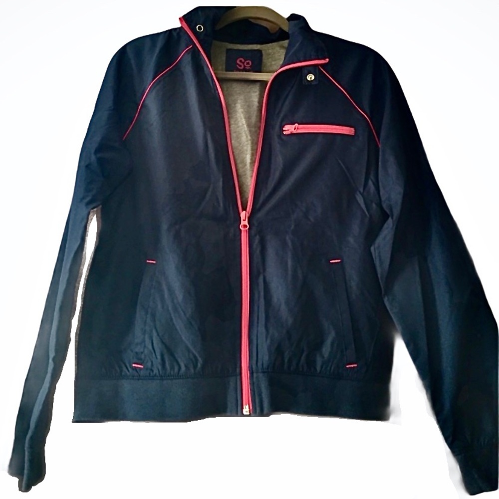SO Navy & pink lightweight windbreaker bomber jacket